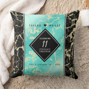 Elegante 11e turquoise huwelijksverjaardag kussen
