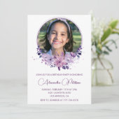 Elegante 11e verjaardag uitnodiging Foto Elegant (Staand voorkant)