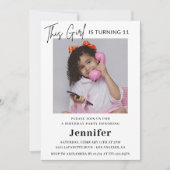 Elegante 11e verjaardag uitnodiging Photo Girl Mod (Voorkant)