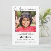 Elegante 11e verjaardag uitnodigingen Boy Photo (Staand voorkant)