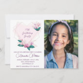 Elegante 11e verjaardag uitnodigingen Floral Foto (Voorkant)