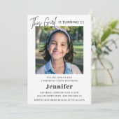 Elegante 11e verjaardag uitnodigingen Foto Modern (Staand voorkant)