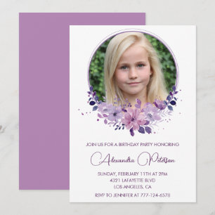 Elegante 11e verjaardagsuitnodiging Foto Bloemen B Kaart
