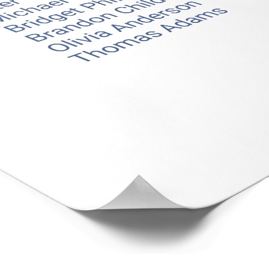 Elegante 12 Tafel Blauw Bloemen Trouwstoel Grafiek Poster (Hoek)