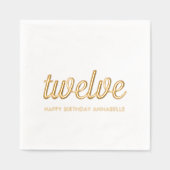 Elegante 12e verjaardag moderne gouden folie serve folie servetten (Voorkant)