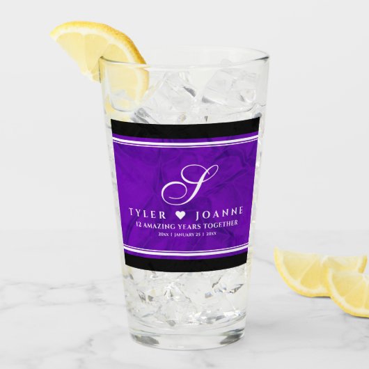 Elegante 12e Zijden Huwelijksverjaardag Viering Glas (Voorkant ijs)