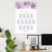 Elegante 13 Tafel Roze Bloemen Trouwstoel Grafiek Poster (Thuiskantoor)
