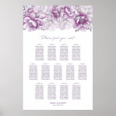 Elegante 13 Tafel Roze Bloemen Trouwstoel Grafiek Poster (Voorkant)