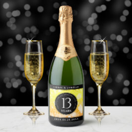 Elegante 13e Citroenen Huwelijksverjaardag Sparkling Wijnetiket
