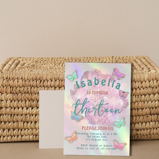 Elegante 13e verjaardag Party uitnodiging meisje