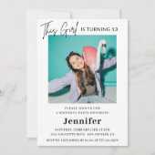 Elegante 13e verjaardag uitnodiging Photo Girl Mod (Voorkant)