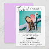 Elegante 13e verjaardag uitnodiging Photo Girl Mod (Voorkant / Achterkant)