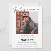 Elegante 13e verjaardag uitnodigingen Boy Photo (Voorkant)