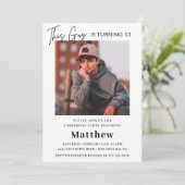Elegante 13e verjaardag uitnodigingen Boy Photo (Staand voorkant)