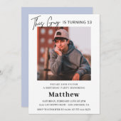 Elegante 13e verjaardag uitnodigingen Boy Photo (Voorkant / Achterkant)