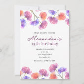 Elegante 13e verjaardag uitnodigingen Floral Chic (Voorkant)