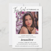Elegante 13e verjaardag uitnodigingen Foto Modern (Voorkant)