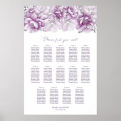 Elegante 14 Tafel Roze Bloemen Trouwstoel Grafiek Poster (Voorkant)