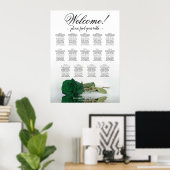 Elegante 14 tafel smaragd groen Roos zitschema Poster (Thuiskantoor)