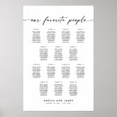 Elegante 14 tafels Favoriete mensen Zitplaatskaart Poster (Voorkant)