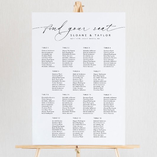Elegante 14 tafels Vind uw zitplaatskaart Poster