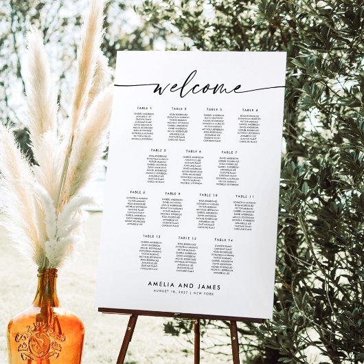Elegante 14 Tafels Welkom Zitplaats Chart Poster