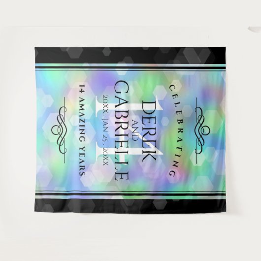 Elegante 14e Opal Huwelijksjubileum Viering Wandkleed (Voorkant (horizontaal))