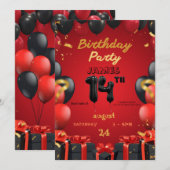Elegante 14e verjaardag uitnodiging (Voorkant / Achterkant)