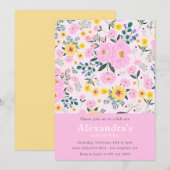 Elegante 14e verjaardag uitnodigingen Floral Chic (Voorkant / Achterkant)