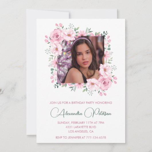 Elegante 14e verjaardag uitnodigingen Foto Boho (Voorkant)