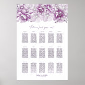 Elegante 15 Tafel Roze Bloemen Trouwstoel Grafiek Poster (Voorkant)