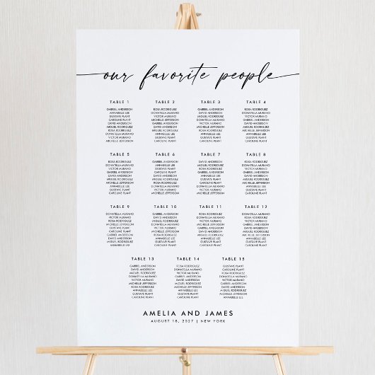 Elegante 15 tafels Favoriete mensen Zitplaatskaart Poster