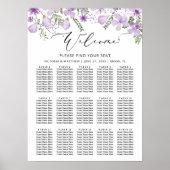 Elegante 15 Tafels Paarse Bruiloft Zitplaatsen Poster (Voorkant)