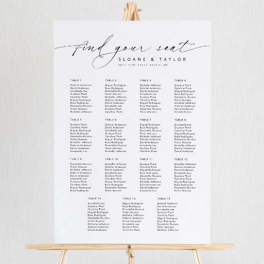 Elegante 15 tafels Vind uw zitplaatskaart Poster