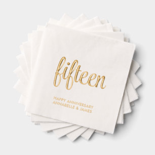 Elegante 15e bruiloft Jubileum Gold Foil servetten