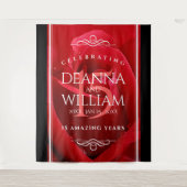 Elegante 15e Rozen Huwelijksverjaardag Feest Wandkleed (Voorkant)