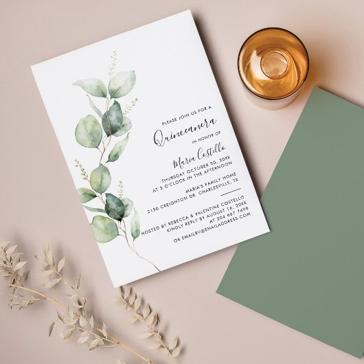 Elegante 15e verjaardag Eucalyptus Quinceanera Kaart