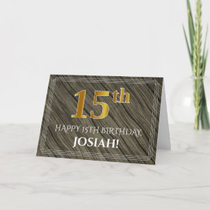 Elegante 15e verjaardag: Faux Wood, Faux Gold Look Kaart