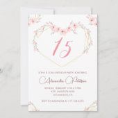 Elegante 15e verjaardag uitnodigingen Pink Floral (Voorkant)