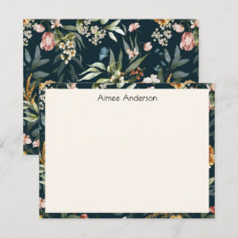 Elegante 1600s Nederlandse Vintage Bloemmotief Fra Notitiekaartje