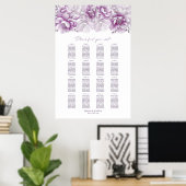 Elegante 16 Tafel Roze Bloemen Trouwstoel Grafiek Poster (Thuiskantoor)