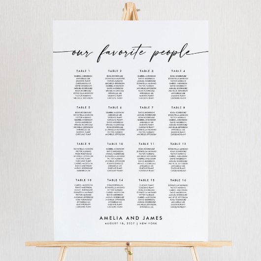 Elegante 16 tafels Favoriete mensen Zitplaatskaart Poster