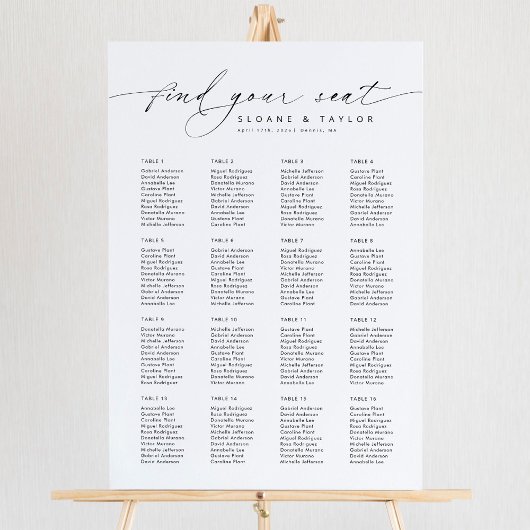 Elegante 16 tafels Vind uw zitplaatskaart Poster