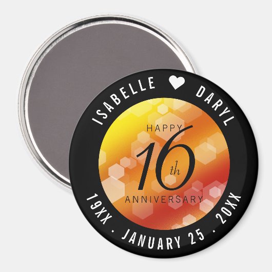 Elegante 16e Golden Topaz bruiloft Jubileum Magn Magneet (Voorkant / Achterkant)