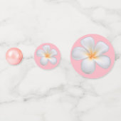 Elegante 16e verjaardag & Plumeria Bloemen op Roze Confetti (Voorkanten)