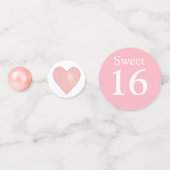 Elegante 16e verjaardag & Plumeria Bloemen op Roze Confetti (Achterkanten)