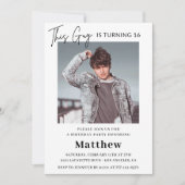 Elegante 16e verjaardagsuitnodigingen Mannen Foto Kaart (Voorkant)