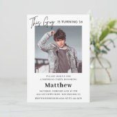 Elegante 16e verjaardagsuitnodigingen Mannen Foto Kaart (Staand voorkant)