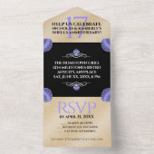 Elegante 17e Schelpen Huwelijksverjaardag All In One Uitnodiging (Binnen)