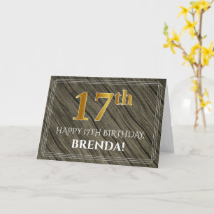 Elegante 17e verjaardag: Faux Wood, Faux Gold Look Kaart